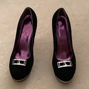 Black suede high heel